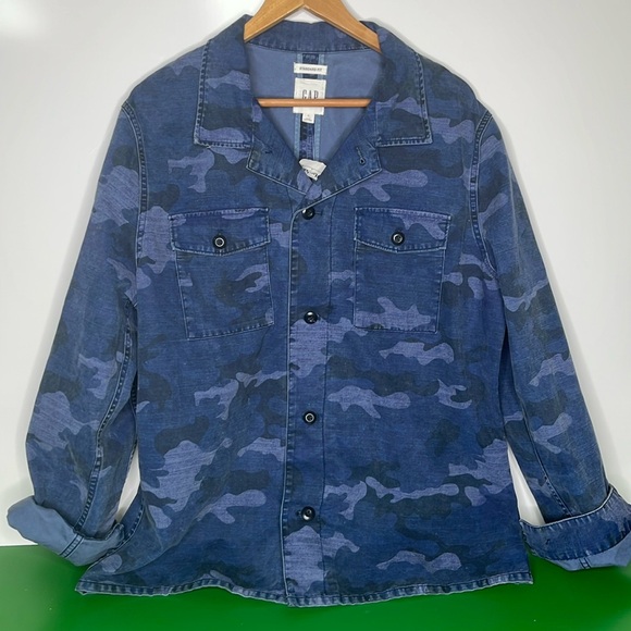 GAP Other - GAP Camo Shirt Jacket Blue NWT Size Large